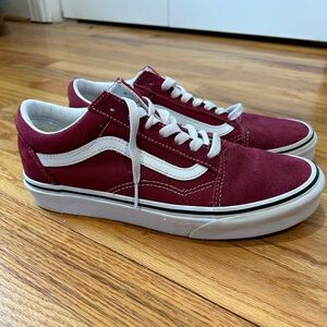 Vans Raspberry Red Old Skool Low Top Sneakers Women Size 8 Men 6.5